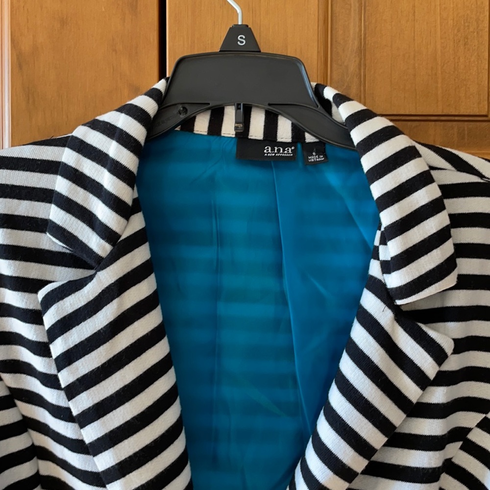 Ana Small Black White Blazer Jacket Suit Stripe - Picture 2 of 16